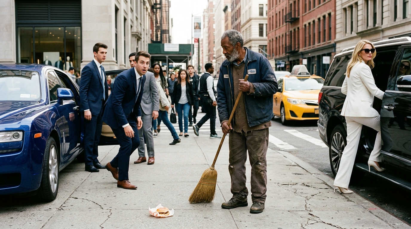 A Rich Woman Threw Her Trash at an Old Street Sweeper. When Three Men Recognized Him, They Uncovered the Billionaire She Thought Was Dead.