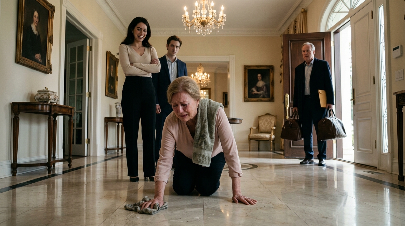 She Forced My Mother To Scrub The Floor In Our Mansion. When My Father Opened The Envelope, I Uncovered The Clause He Wrote For This Exact Betrayal.