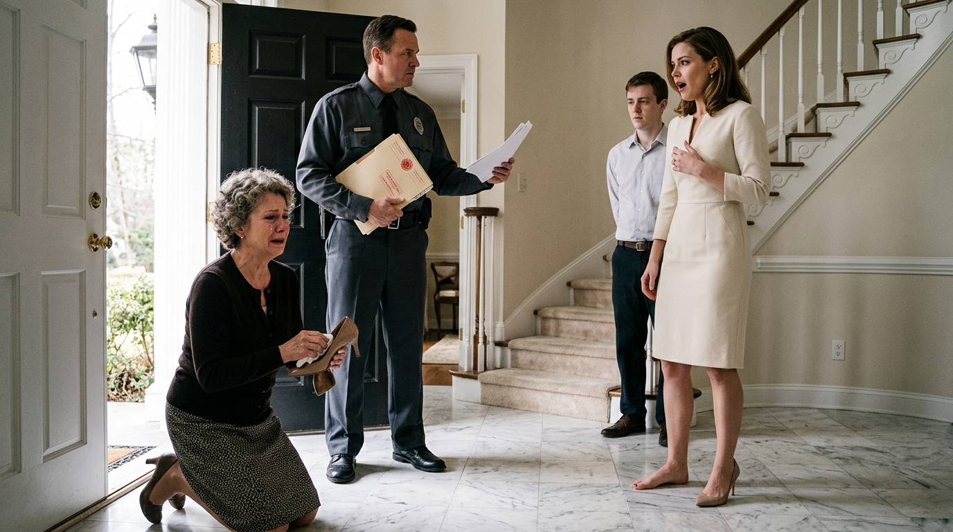 She Forced My Mother To Polish Her Shoe On The Marble Floor. Then The Property Officer Opened His Folder And Exposed The Transfer She Thought Would Make Her Untouchable.