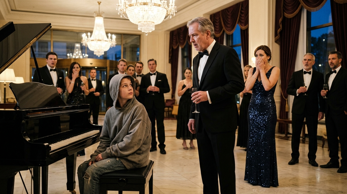 A Rich Man Mocked a Homeless Boy in a Hotel Lobby. When the Boy Played a Secret Melody, He Exposed Why My Daughter Vanished.